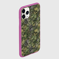 Чехол iPhone 11 Pro матовый Камуфляж с черепами и долларами, цвет: 3D-фиолетовый — фото 2
