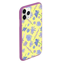 Чехол iPhone 11 Pro матовый Cute blue flowers, цвет: 3D-фиолетовый — фото 2