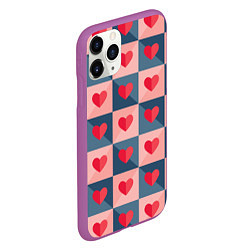 Чехол iPhone 11 Pro матовый Pettern hearts, цвет: 3D-фиолетовый — фото 2