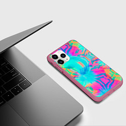 Чехол iPhone 11 Pro матовый Кислотный тай-дай: паттерн, цвет: 3D-малиновый — фото 2