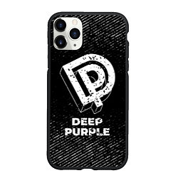 Чехол iPhone 11 Pro матовый Deep Purple с потертостями на темном фоне