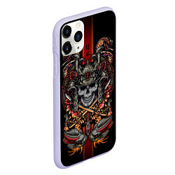 Чехол iPhone 11 Pro матовый Samurai skull, цвет: 3D-светло-сиреневый — фото 2