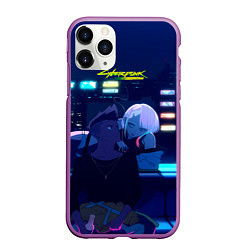 Чехол iPhone 11 Pro матовый Cyberpunk: Edgerunners Дэвид и Люси, цвет: 3D-фиолетовый