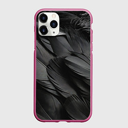 Чехол iPhone 11 Pro матовый Черные перья ворона