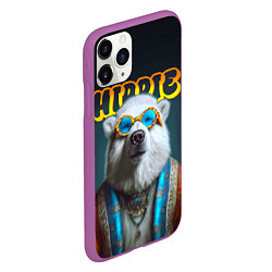 Чехол iPhone 11 Pro матовый Хиппи белый медведь, цвет: 3D-фиолетовый — фото 2