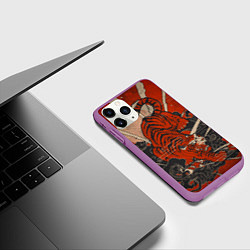 Чехол iPhone 11 Pro матовый Тигр в японском стиле, цвет: 3D-фиолетовый — фото 2