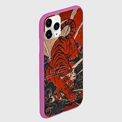 Чехол iPhone 11 Pro матовый Тигр в японском стиле, цвет: 3D-фиолетовый — фото 2