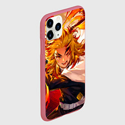 Чехол iPhone 11 Pro матовый Клинок, рассекающий демонов Ренгоку, цвет: 3D-малиновый — фото 2