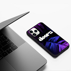 Чехол iPhone 11 Pro матовый The Doors neon monstera, цвет: 3D-черный — фото 2