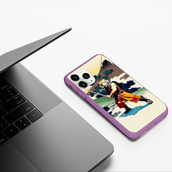 Чехол iPhone 11 Pro матовый Tiger samurai - Japan - neural network, цвет: 3D-фиолетовый — фото 2