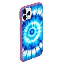 Чехол iPhone 11 Pro матовый Тай-дай бело-синий круг, цвет: 3D-фиолетовый — фото 2