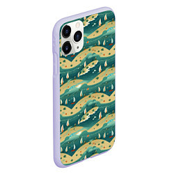 Чехол iPhone 11 Pro матовый Парусники в море, цвет: 3D-светло-сиреневый — фото 2