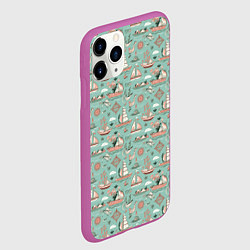 Чехол iPhone 11 Pro матовый Парусники и корабли, цвет: 3D-фиолетовый — фото 2