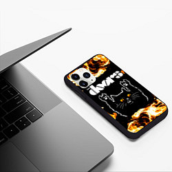 Чехол iPhone 11 Pro матовый The Doors рок кот и огонь, цвет: 3D-черный — фото 2