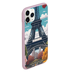 Чехол iPhone 11 Pro матовый Эйфелева башня в цветах, цвет: 3D-розовый — фото 2