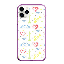 Чехол iPhone 11 Pro матовый Color hearts