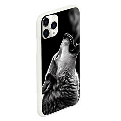 Чехол iPhone 11 Pro матовый Воющий волк в ночи, цвет: 3D-белый — фото 2