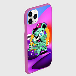 Чехол iPhone 11 Pro матовый Мишутка с лимонадом и конфетой, цвет: 3D-фиолетовый — фото 2
