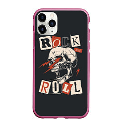 Чехол iPhone 11 Pro матовый Rock - молнии из глаз, цвет: 3D-малиновый