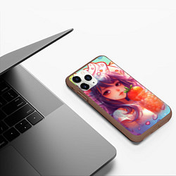 Чехол iPhone 11 Pro матовый Девушка с клубничным мороженым, цвет: 3D-коричневый — фото 2