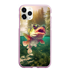 Чехол iPhone 11 Pro матовый Карп в озере, цвет: 3D-розовый