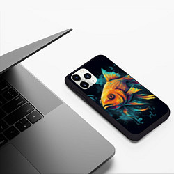 Чехол iPhone 11 Pro матовый Золотая рыбка: арт нейросети, цвет: 3D-черный — фото 2