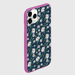 Чехол iPhone 11 Pro матовый Паттерн с ромашками, цвет: 3D-фиолетовый — фото 2