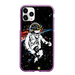 Чехол iPhone 11 Pro матовый Космонавт играет рок на гитаре