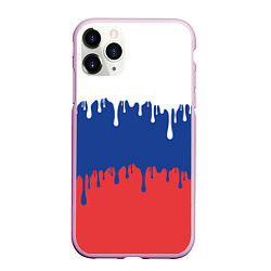 Чехол iPhone 11 Pro матовый Флаг России - потёки