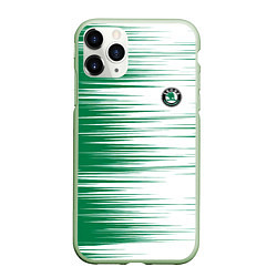 Чехол iPhone 11 Pro матовый Skoda sign Шкода, цвет: 3D-салатовый