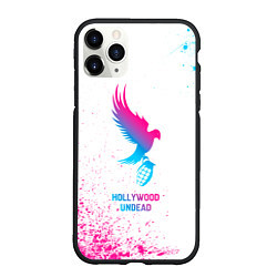 Чехол iPhone 11 Pro матовый Hollywood Undead neon gradient style