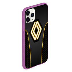 Чехол iPhone 11 Pro матовый Renault - неоновый желтый, цвет: 3D-фиолетовый — фото 2