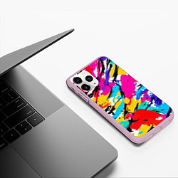 Чехол iPhone 11 Pro матовый Абстрактные узоры штрихи, цвет: 3D-розовый — фото 2