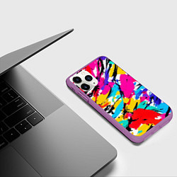 Чехол iPhone 11 Pro матовый Абстрактные узоры штрихи, цвет: 3D-фиолетовый — фото 2