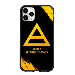 Чехол iPhone 11 Pro матовый Thirty Seconds to Mars - gold gradient, цвет: 3D-черный