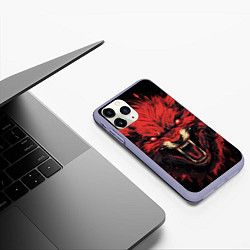 Чехол iPhone 11 Pro матовый Red wolf, цвет: 3D-светло-сиреневый — фото 2