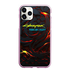Чехол iPhone 11 Pro матовый Cyberpunk 2077 phantom liberty fire, цвет: 3D-розовый