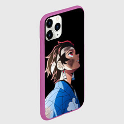 Чехол iPhone 11 Pro матовый Танджиро - клинок - минимализм, цвет: 3D-фиолетовый — фото 2
