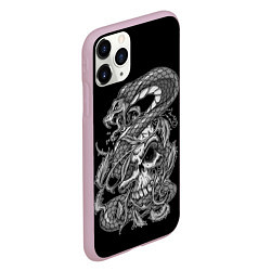 Чехол iPhone 11 Pro матовый Cobra and skull, цвет: 3D-розовый — фото 2