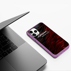 Чехол iPhone 11 Pro матовый Cyberpunk 2077 phantom liberty black red, цвет: 3D-фиолетовый — фото 2