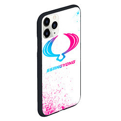 Чехол iPhone 11 Pro матовый SsangYong neon gradient style, цвет: 3D-черный — фото 2