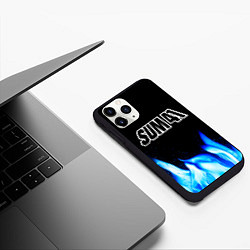 Чехол iPhone 11 Pro матовый Sum41 blue fire, цвет: 3D-черный — фото 2