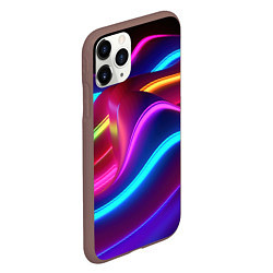 Чехол iPhone 11 Pro матовый Неоновые волны фиолетового оттенка, цвет: 3D-коричневый — фото 2