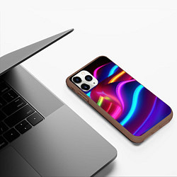 Чехол iPhone 11 Pro матовый Неоновые волны фиолетового оттенка, цвет: 3D-коричневый — фото 2