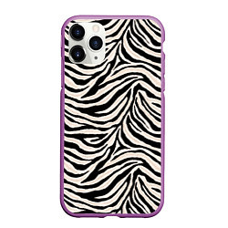 Чехол iPhone 11 Pro матовый Полосатая шкура зебры, белого тигра, цвет: 3D-фиолетовый