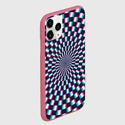 Чехол iPhone 11 Pro матовый Оптическая иллюзия глитч, цвет: 3D-малиновый — фото 2