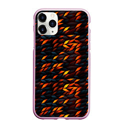 Чехол iPhone 11 Pro матовый Black orange texture, цвет: 3D-розовый