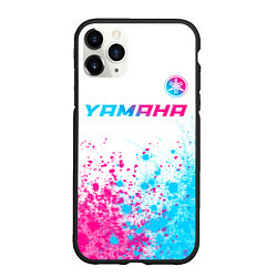 Чехол iPhone 11 Pro матовый Yamaha neon gradient style: символ сверху, цвет: 3D-черный