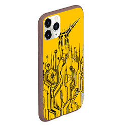 Чехол iPhone 11 Pro матовый Киберпанк Yellow-Black, цвет: 3D-коричневый — фото 2