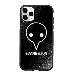 Чехол iPhone 11 Pro матовый Evangelion glitch на темном фоне